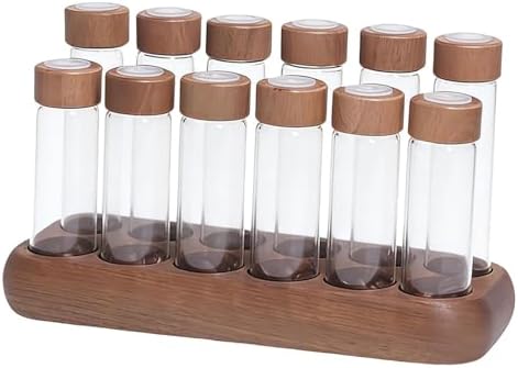 12 Pieces Coffee Bean Storage Tube Airtight Glass Containers Single Dose with Wooden Stand Sealed Lid Dustproof Suitable for Kitchen Counterto, 6 Short and 6 Long - Image 7