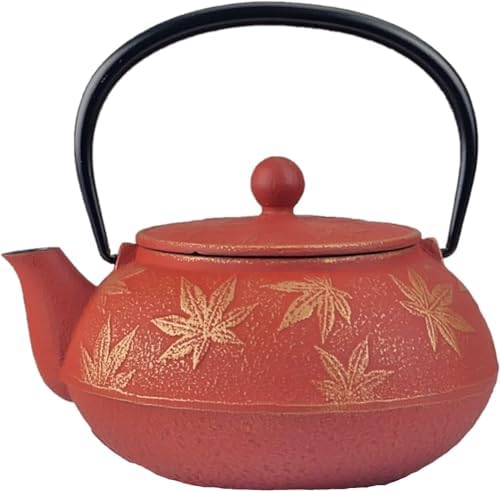 Iwachu 45649 Teapot Type 5 Maple Gold/Red Brown 0.65L Inner Enamel Nambu Ironware by Iwachu