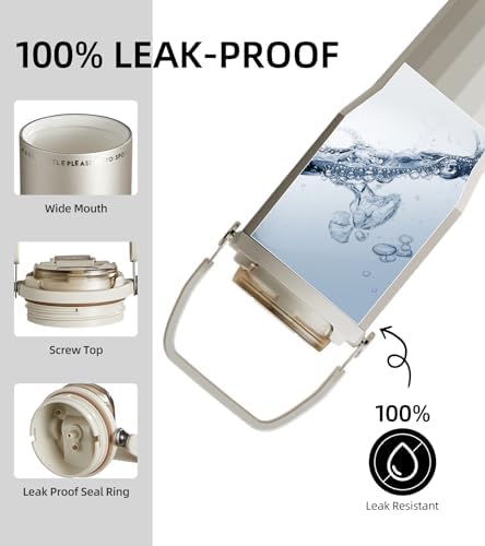 TKK 24 oz Ceramic Coated Tumbler with Straw Lid, 18/10 Stainless Steel Vacuum Leakproof Double Walled Car Cup with Handle & Tea Infuser& Dishwasher Safe, for Hot & Cold Drinks,Porcelain White - Image 4