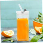 3 Piece Glass Drinking Cups with Lids and Straws 350ml Set - Image 6