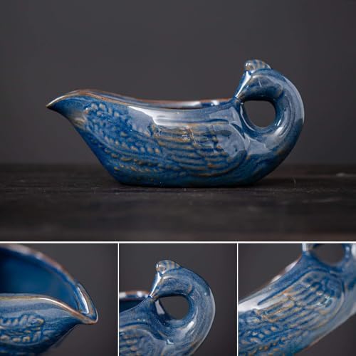 Zurucily Ceramic Teapot with Infuser Semi Automatic Tea Set Magic Teapot with 8 cups Gradient Color (Blue Dragon- A) - Image 4