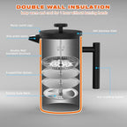 French Press Coffee Maker,Double Wall 304 Stainless Steel - Image 3