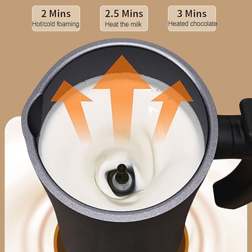 Milk Frother Machine, 4-in-1 Automatic Electric Coffee Frother with Hot Cold Foam, 350ML Capacity, 304 Stainless Steel, for Cappuccino Latte Macchiato Quiet Operation - Image 3