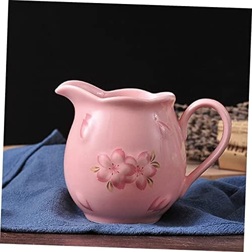 1 Set Ceramic Milk Jug Sugar Bowl White Utensils Set Coffee Syrup Set Coffee Dripper Set Ceramic Sugar Jar Candy Canister Tea Mug with Lid Coffee Pot Sugar Pot with Lid Ceramics Jars (Pink 12X7.5CM) - Image 4