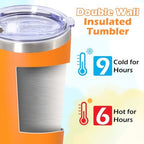 20oz Tumbler Insulated Tumblers Vacuum Coffee Mug with Lid Orange 6Pack - Image 4