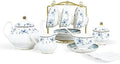 fanquare 15 Piece British Blue Rose Porcelain Tea Set by fanquare