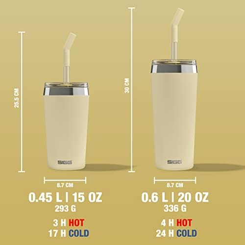 SIGG - Insulated Mug - Travel Mug Helia - With Durable Glass Straw & Cleaning Brush - Leakproof - BPA Free - 18/8 Stainless Steel - 15oz/20oz - Image 3