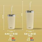 SIGG - Insulated Mug - Travel Mug Helia - With Durable Glass Straw & Cleaning Brush - Leakproof - BPA Free - 18/8 Stainless Steel - 15oz/20oz - Image 3