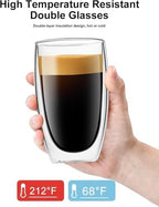 DOPUDO 17oz Double Wall Glass Coffee Mugs Set of 4, Insulated Coffee Mug, Clear Borosilicate Glass Coffee Cups for Cappuccino, Tea, Lightweight and Microwave Safe - Image 4