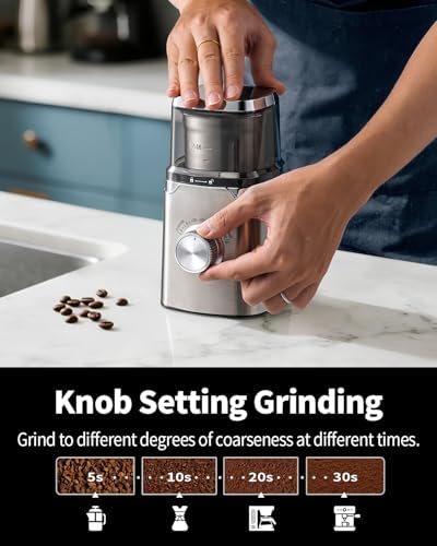 SHARDOR Electric Blade Coffee Grinder, Timed Grind Control Rotary Knob, All-stainless steel shell,Adjustable,for Coffee Beans, Spices & Herbs, with 1 Removable Stainless Steel Bowl,Sliver - Image 2
