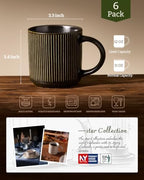 famiware Coffee Mug Set of 6, Star 12 oz Ceramic Mugs Cups Set with Handle - Image 6