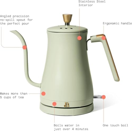 1-Liter Electric Gooseneck Kettle 1200 W, Drew Barrymore (Sage Green) - Image 3