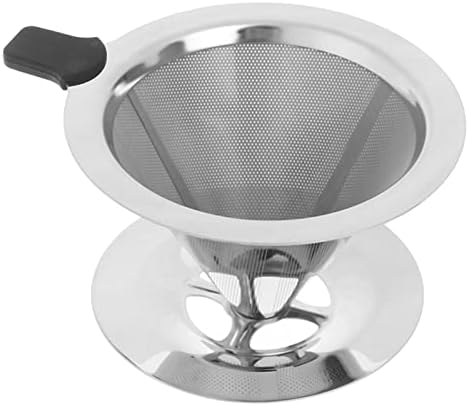 Coffee Filters Reusable Coffee Filter Tea Strainer Stainless Steel Cone Baskets Mesh Dripper with Stand Holder by Unknown
