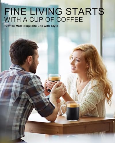 Glass Coffee Mugs – Set of 4, 470 ml | Large Clear Glass Tea & Coffee Cups | Lead-Free Flat Bottomed Glasses for Latte, Milk, Water & Everyday Beverages - Image 7