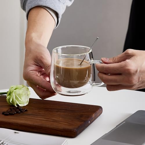 Double Wall Glass Coffee Mugs 10 Oz with Handle - Set of 4 - Image 5