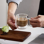Double Wall Glass Coffee Mugs 10 Oz with Handle - Set of 4 - Image 5
