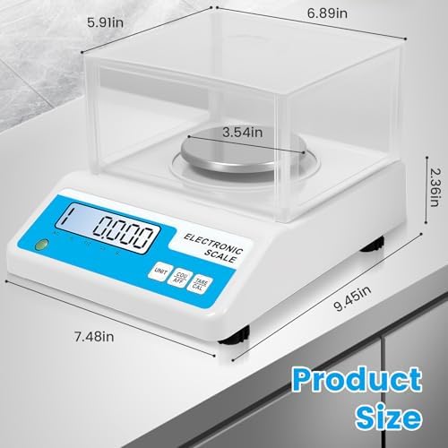Lab Analytical Balance Scale 500g x 0.001g, 001 Gram Scale High Precision Digital Scale with Windshield, Jewelry Scale for Gold Powder Laboratory Kitchen School, 4 Units with LCD Display, - Image 6