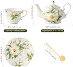 TATSUMI Country Roses Porcelain Tea Set, European Ceramic tea set for one or two,Vintage Style, For Women and Tea Parties (Green, 7 Pieces Set) - Image 2