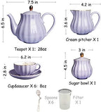 Sweejar Porcelain Tea Sets British Royal Series, 8 OZ Cups& Saucer Service for 6 and 3 Tier Ceramic Cake Stand Cupcake Stand and Foldable Tea Cups Display Stand Espresso Cups Holder - Image 4