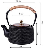 LJYT Teapot Japanese Style Teapot Cast Iron Teapot-exquisite Japanese Nail Design-black 1L - Image 2
