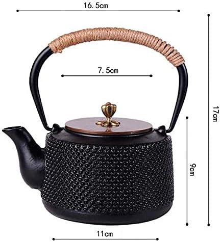 LJYT Teapot Japanese Style Teapot Cast Iron Teapot-exquisite Japanese Nail Design-black 1L - Image 2