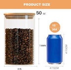 Liuruiyu 50oz Glass Food Storage Jars Set of 6,Glass Storage Containers Clear Glass Food Canister with Bamboo Lid Airtight For Serving Tea, Coffee, Flour, Sugar, Candy, Cookie, Spice and More (Round) - Image 2