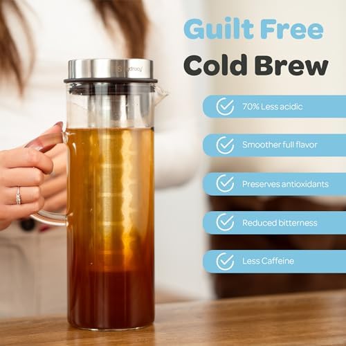 Hydracy Cold Brew Coffee Pitcher,Borosilicate Glass Iced Tea Maker 52oz - Image 4