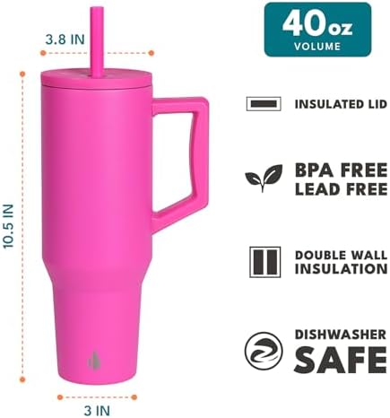 Elemental Spill Proof 40oz Insulated Tumbler with Handle & Straw Travel Mug - Image 2