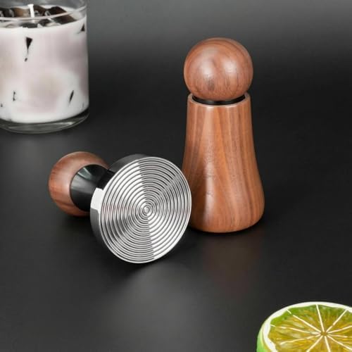Industrial Distributor Espresso Tamper And Distributor Coffee Piece Set Stainless Steel Base Walnut Top Smooth Finish Suitable for Counters Routines Coffee Corners, 53MM - Image 7