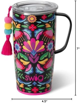 Swig Life Stainless Steel 22oz Travel Mug, Insulated Tumbler with Handle and Lid, Cup Holder Friendly, Dishwasher Safe, Caliente - Image 7