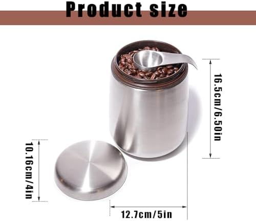 MEKBOK Coffee Canister,Airtight Stainless Steel Kitchen Food Storage Container with Date Tracker and Scoop for Grounds Coffee,Airtight Coffee Beans, Flour,Cereal,(18 OZ - Image 5