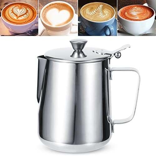 Gravy Boat Stainless Steel Milk Coffee Jar Thicken Milk Frothing Cup Jug Coffee Pitcher with Lid for Home Coffee Milk Frother Sauce Jug (Size : 1000ml) - Image 3