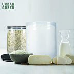 Urban Green Glass Jars with Black Lids, Glass Food Storage Canister with black lids, Pantry Flour Jars, Large Size Food Storage Containers set (2 Sets of 100oz) - Image 5