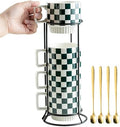 Miamolo Coffee Mugs with Stand and Spoons, Stacking Space-saving by Miamolo