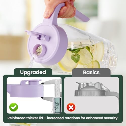 Mason Jar Pitcher, 2 pcs 64 oz (2 quart), Glass Pitcher with Lid - Image 4