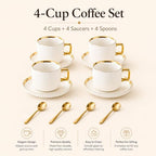 Ceramic Coffee Cup and Saucer Set, Set of 4 - Image 2