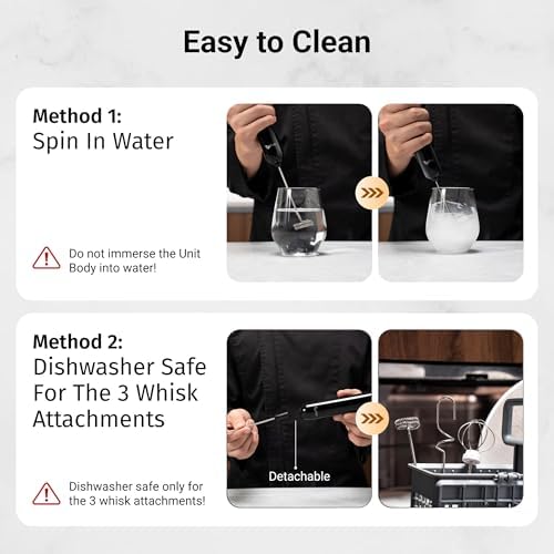 InstaWhisk Upgraded Milk Frother with Variable Speed - Rechargeable Handheld Coffee Frother Wand with Detachable Whisks, Electric Drink Mixer for Latte, Cappuccino, Almond Milk, Protein, Navy Blue - Image 6