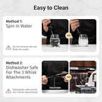 InstaWhisk Upgraded Milk Frother with Variable Speed - Rechargeable Handheld Coffee Frother Wand with Detachable Whisks, Electric Drink Mixer for Latte, Cappuccino, Almond Milk, Protein, Navy Blue - Image 6