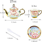 20 Pieces Porcelain Tea Set With Metal Holder, European Ceramic tea set for adults,Flower Tea Set,Tea Set For Women With Flower Painting(Large version, Light Blue)) - Image 6