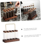 Glass Coffee Bean Storage Tubes with Wood Brass Stand Set - Image 3