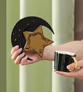 Ceramic Black Star Moon Coffee Cup And Saucer With Spoon Set Golden Handle Porcelain Mug Afternoon Tea Juice And Water Drinks Cup (black) (3213-D) by Unknown