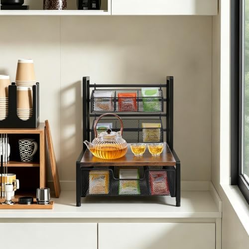 Tea Bag Organizer 3-Tier Drawer Wire Baskets for Coffee Pods Spices - Image 7