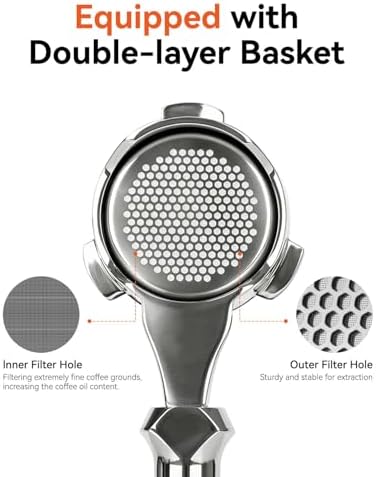 58mm Espresso Bottomless Portafilter 3 Ear, 20g Double-layer Basket - Image 5