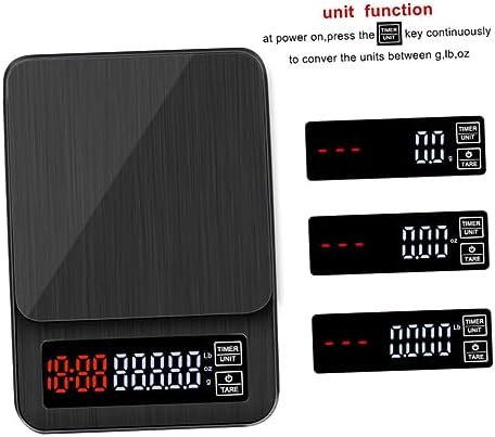 HEALLILY 5kg Electronic Coffee Scale Timer High Precision Digital Kitchen Food Scale for Cooking Baking Capacity USB Powered Black for Espresso Grain Weighing - Image 2