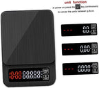 HEALLILY 5kg Electronic Coffee Scale Timer High Precision Digital Kitchen Food Scale for Cooking Baking Capacity USB Powered Black for Espresso Grain Weighing - Image 2