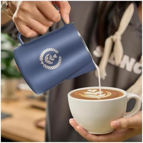 450/600ml Jug Stainless Steel Barista Tool with Espresso Steamer Cup Coffee Accessories(600ml Blue) - Image 2