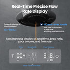 MHW-3BOMBER Extra-Large Coffee Scale with Timer, 5.9 * 5.9in, Digital Pour-Over Scale with Flow Rate, 2kg/0.1g Espresso Scale, 3-Brew Mode, Rechargeable Coffee Bean Weight Scale,Black,ES5663 - Image 4