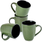 Ceramic Mugs 12oz,Large Ceramic Coffee Cups for Men, Women, Dad, Mom, Modern Coffee Mugs With Handle For Tea,Latte,Cappuccino,Cocoa. (green 4pack) by Unknown