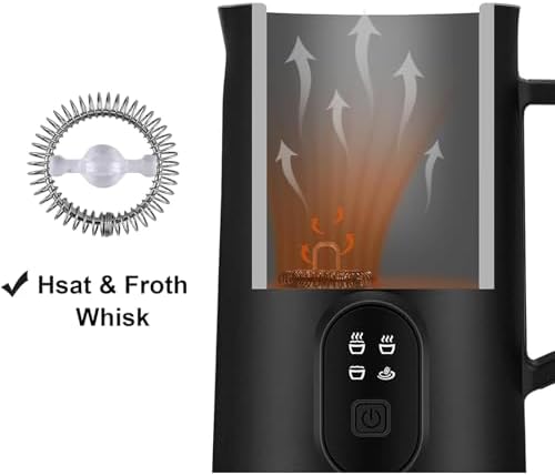 Milk Frother Machine, Electric Milk Foam Maker with Touch Screen, 590ml Large Capacity and 4 Presets Functions, 360 Degree Rotational and Automatic Switch Off, For Coffee, Lattes and Chocolate - Image 4