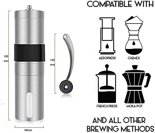 Manual Coffee Grinder, Ceramic Burr Coffee Bean Grinder，Adjustable Hand Coffee Grinder,Stainless Coffee Grinder Manual,for Home, Office, Travel, campin - Image 3
